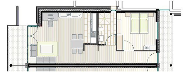 Grundriss Appartement, 64 m²